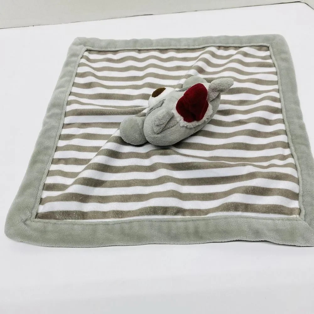 Levtex Baby Lovey Raccoon w/Santa Hat Gray White Striped Security Blanket Read